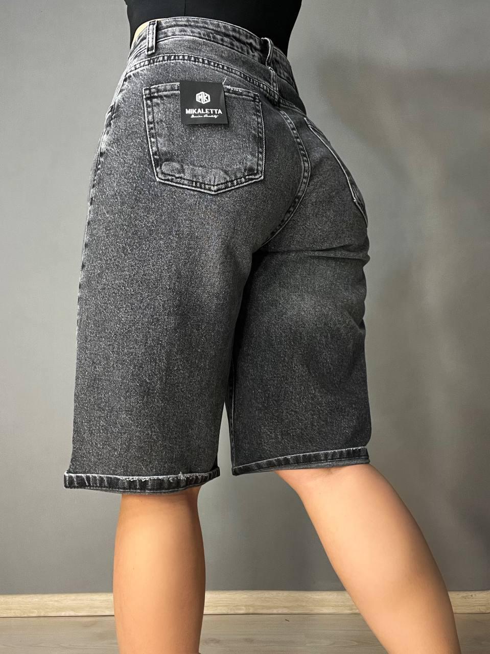 Шорты женские джинсовые Mikaletta 13124 бермуды с подворотом р. 30 Черный (4267) - фото 2 Шорты женские джинсовые Mikaletta 13124 бермуды с подворотом р. 30 Черный (4267) - фото 2