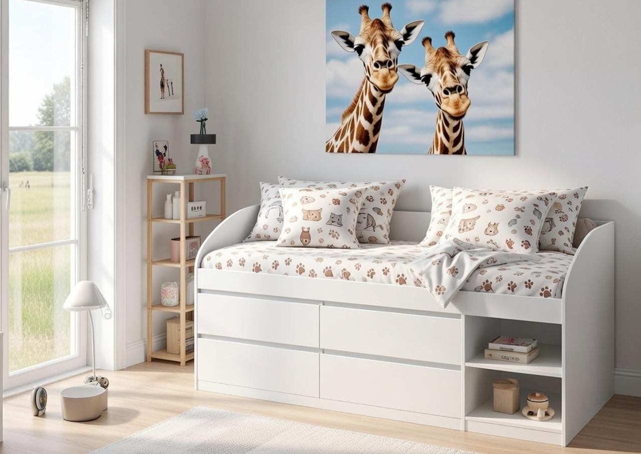 Кровать 4 ящика Мастер Форм Брайт односпальная левосторонняя 835x2032x840 мм спальное место 800х2000 мм Белый (30943)