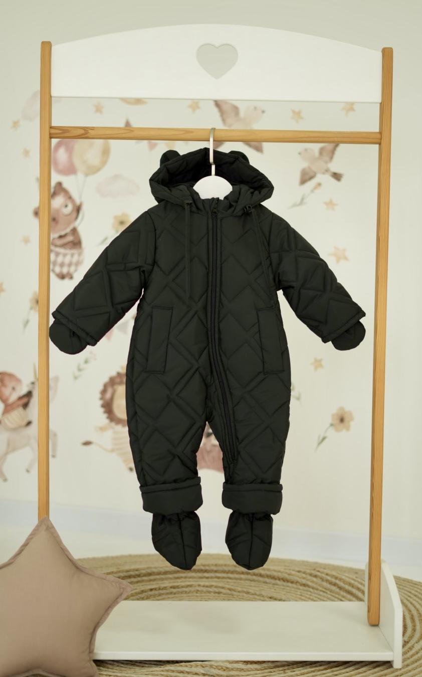 Комбінезон дитячий зимовий суцільний стьобаний 68 см Чорний (975)