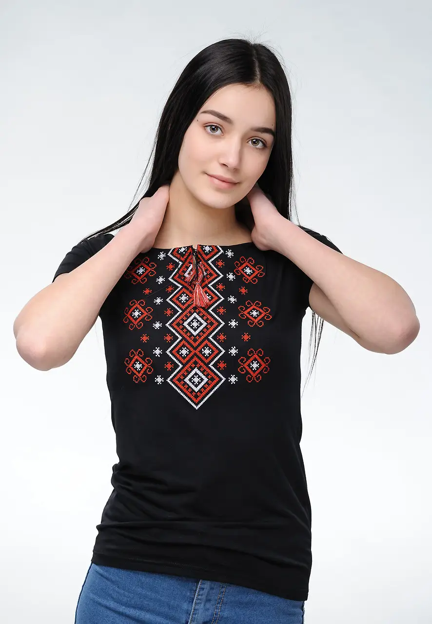 Футболка-вышиванка женская трикотажная 2XL Черный (ж-19-2XL) - фото 2 Футболка-вышиванка женская трикотажная 2XL Черный (ж-19-2XL) - фото 2