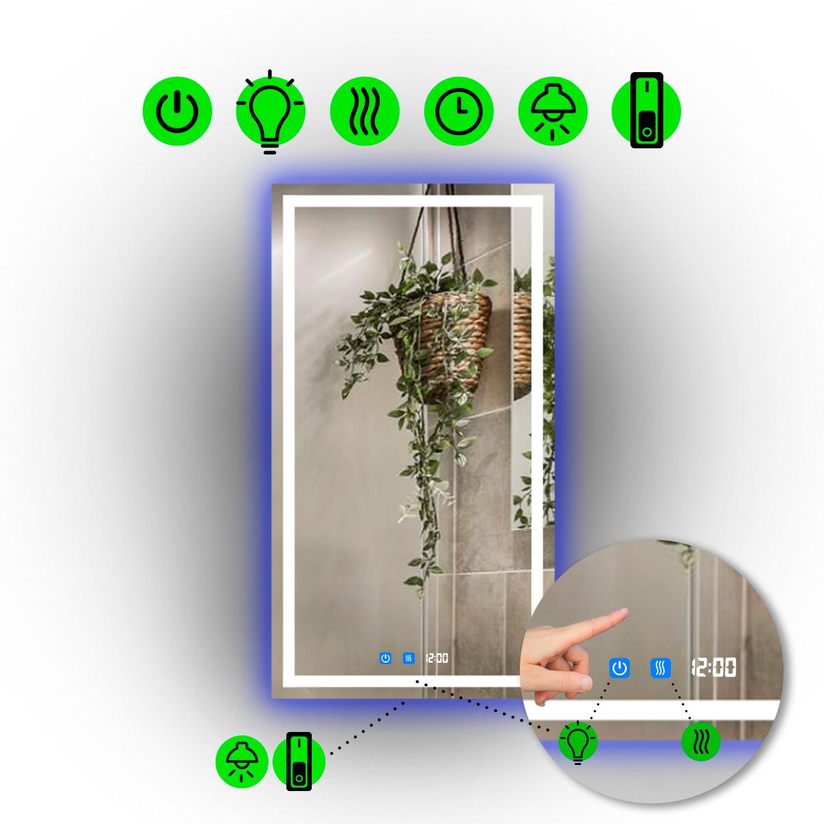 Зеркало с LED подсветкой Karnet с двумя сенсорами и часами 60x80 см (Karnet/600x800/5191/26/1)