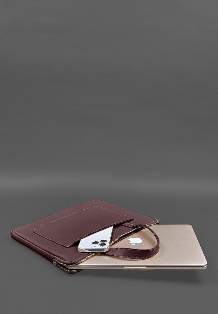 Чехол кожаный с ручками для ноутбука 13" Бордовый (A-028253) - фото 8 Чехол кожаный с ручками для ноутбука 13" Бордовый (A-028253) - фото 8