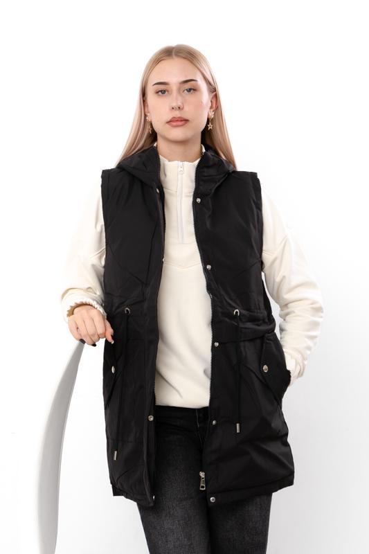 Жилетка демісезонна жіноча полубатал з капюшоном Носи Своє р. 52 Чорний (14268) - фото 3 Жилетка демісезонна жіноча полубатал з капюшоном Носи Своє р. 52 Чорний (14268) - фото 3
