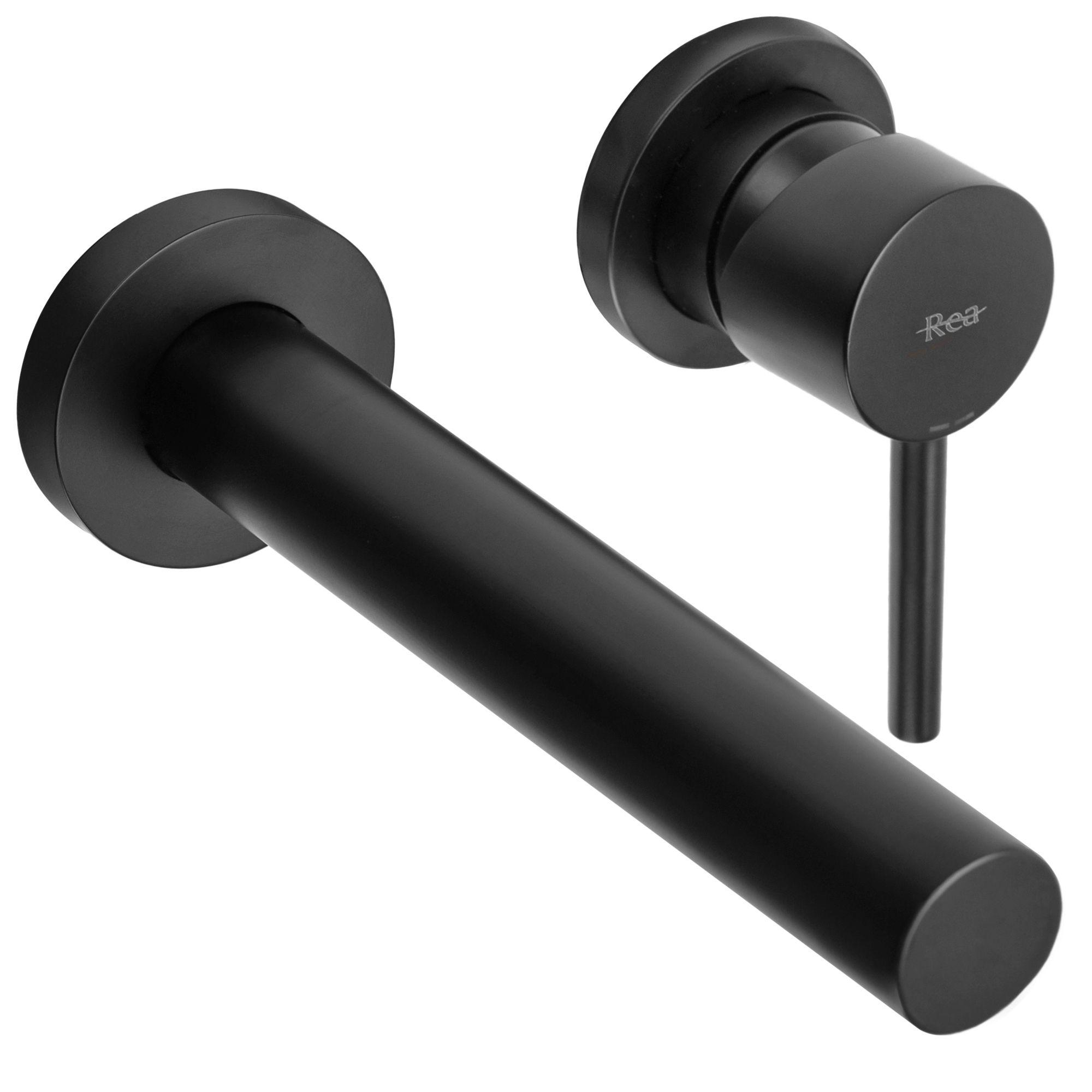 Смеситель для умывальника CUBO REA TESS BLACK REA-B0412 настенный однорычажный Черный (133438)