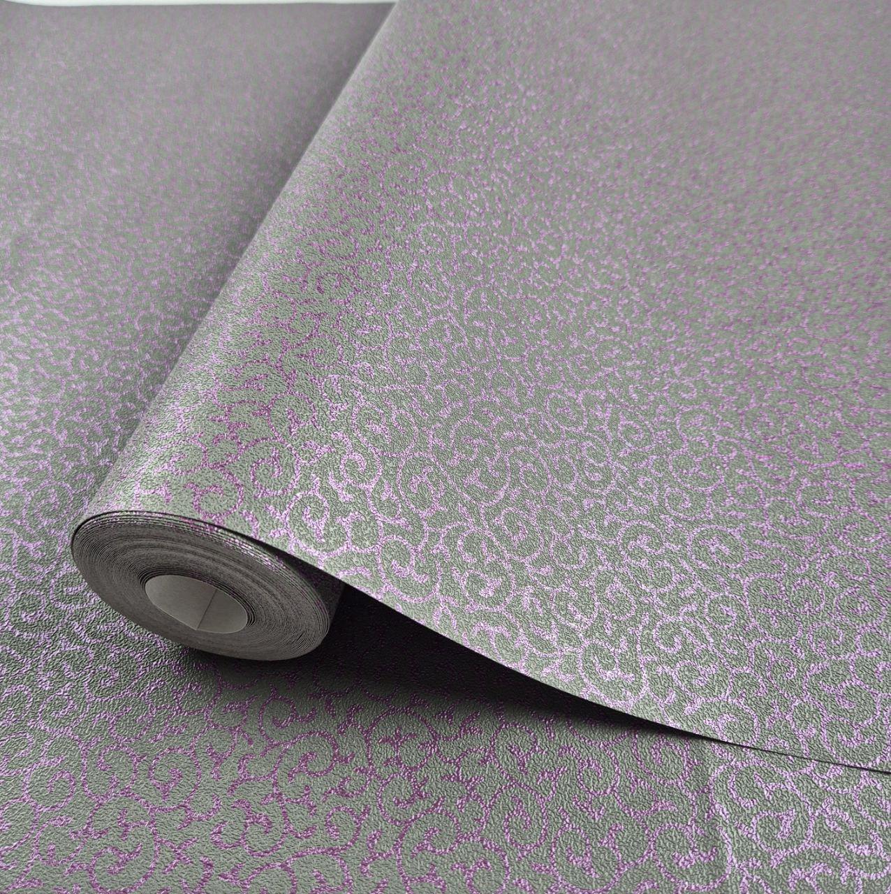 Обои виниловые флизелиновые Marburg 55439 0,53х10,05 м Серый с фиолетовым (30706556)