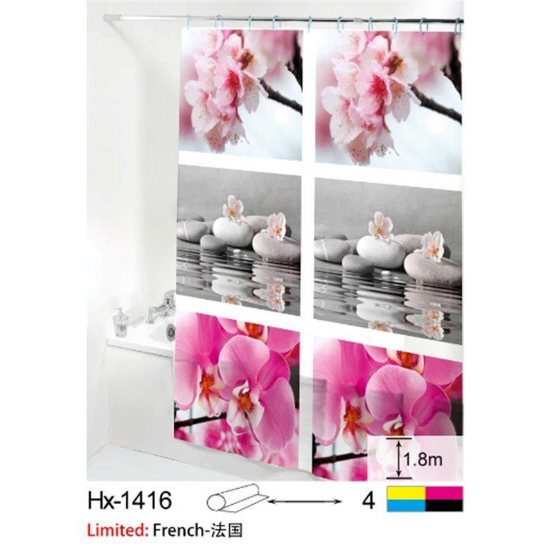 Шторка для ванной PEVA SAKURA Орхидея Нх-1416 из полимерного материала 180х180 см Розовый (81020) - фото 3 Шторка для ванной PEVA SAKURA Орхидея Нх-1416 из полимерного материала 180х180 см Розовый (81020) - фото 3