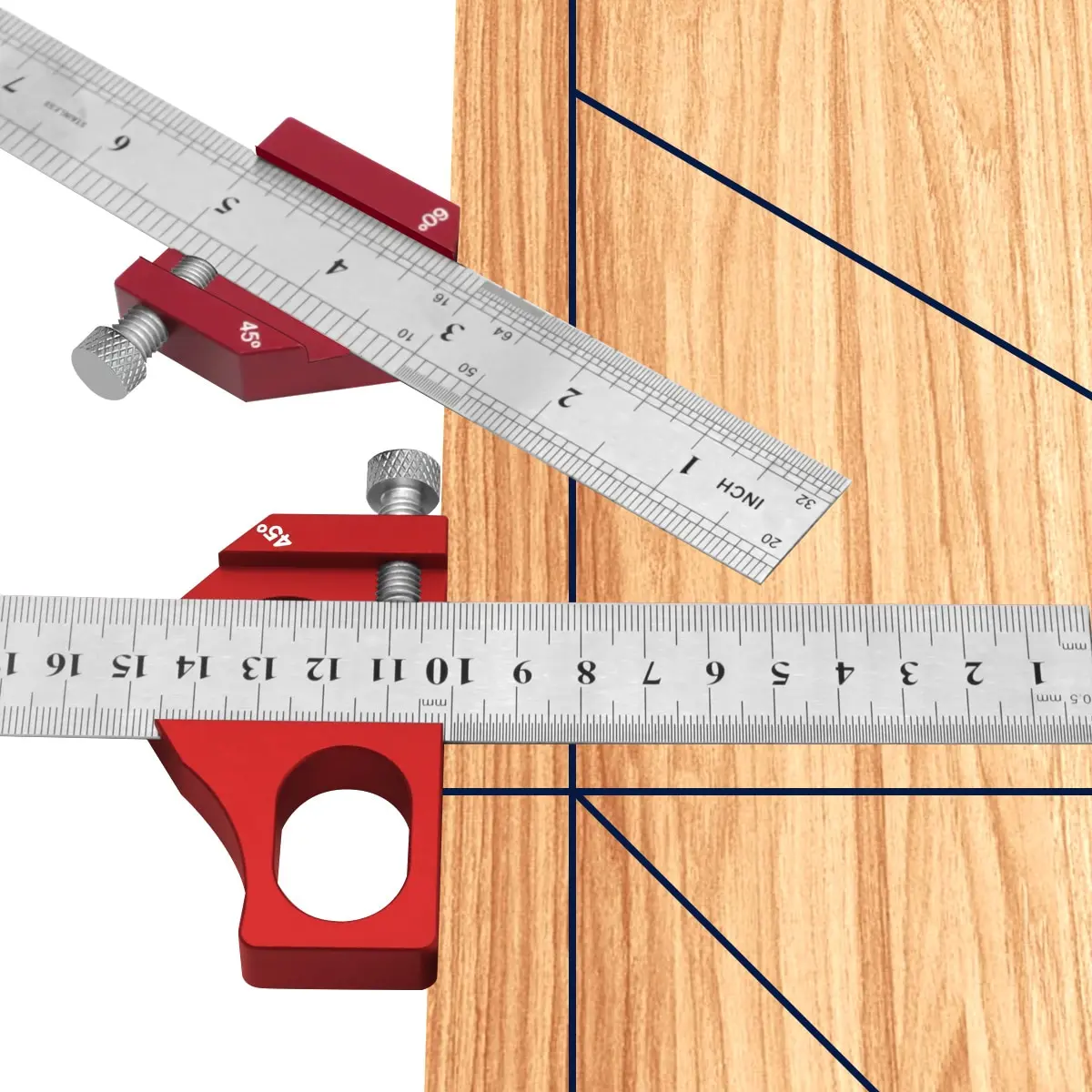 Розмітник під кутом для деревообробки зі сталевою лінійкою 45/60/90° (1005006475260355) - фото 4
