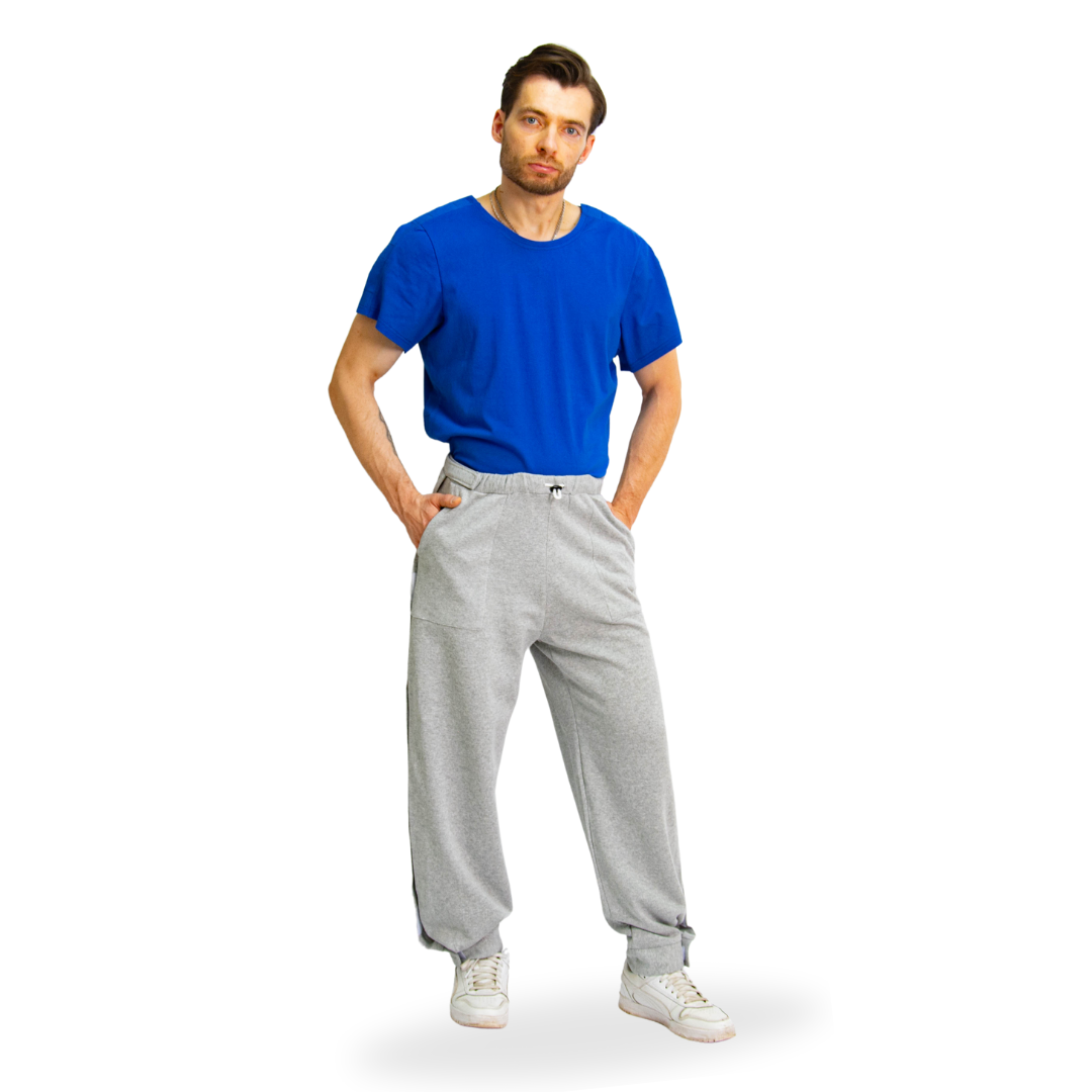 Штаны больничные адаптивные легкие трикотаж one size Серый (4223)