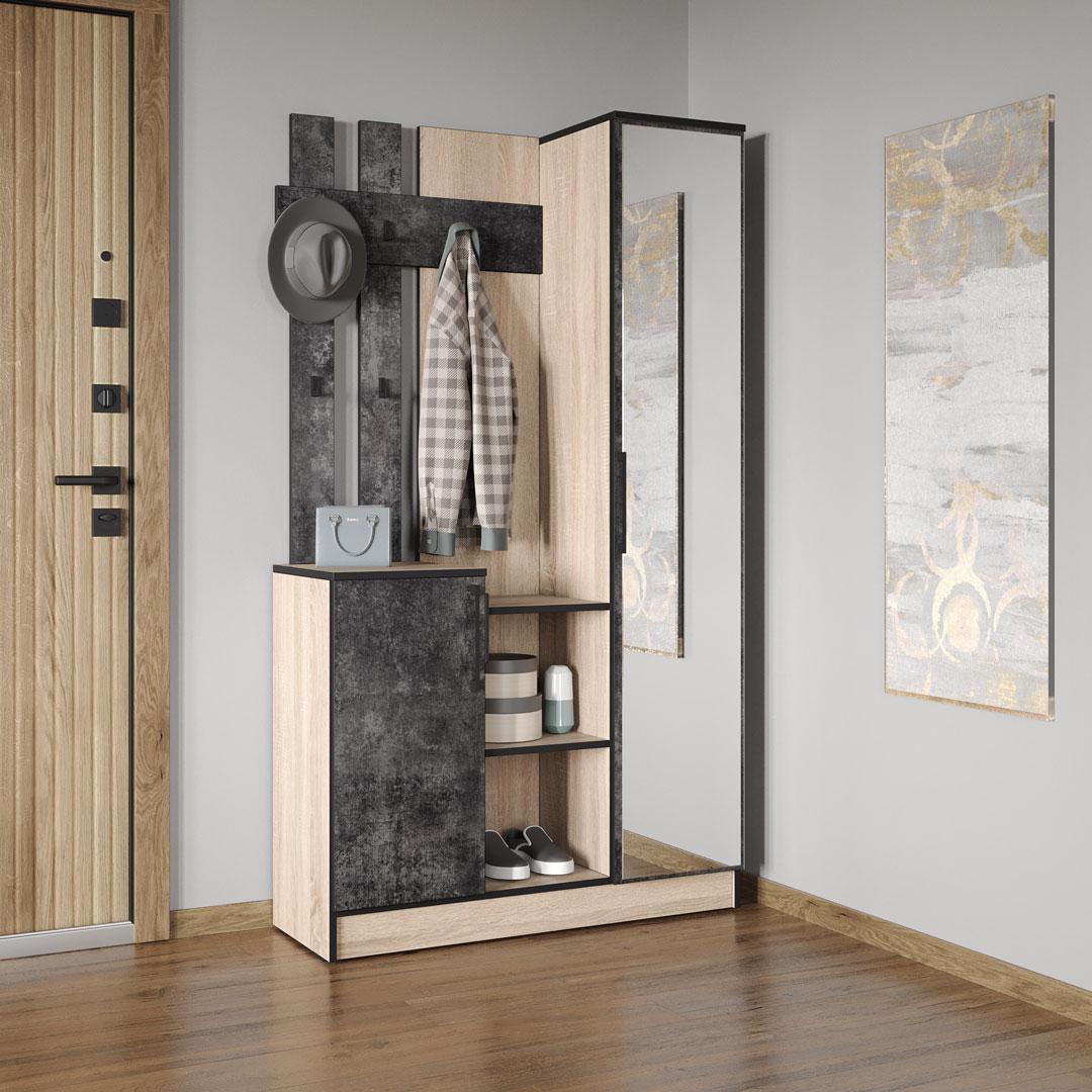 Передпокій Moreli Корнелія FKO-0004 1002x1800x372 мм Дуб Сонома/Бетон Темний