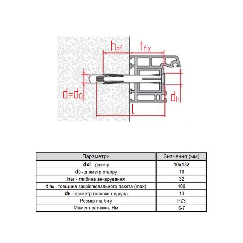 Анкер с винтом Metalvis 10х132 мм прижим 100 мм для окон оцинкованная сталь PZ 10 шт. (9F10000009F110A300) - фото 2 Анкер с винтом Metalvis 10х132 мм прижим 100 мм для окон оцинкованная сталь PZ 10 шт. (9F10000009F110A300) - фото 2