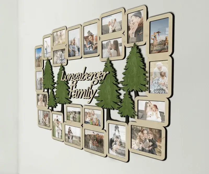 Фоторамка-колаж з лісом для сімейних фото Натуральний (tree_pine_xl_collage) - фото 2