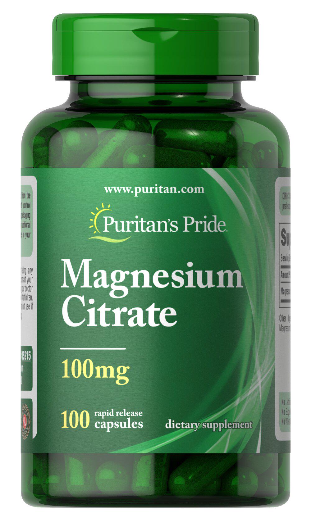 Микроэлемент Магний Puritan's Pride Magnesium Citrate 100 мг 100 Caps