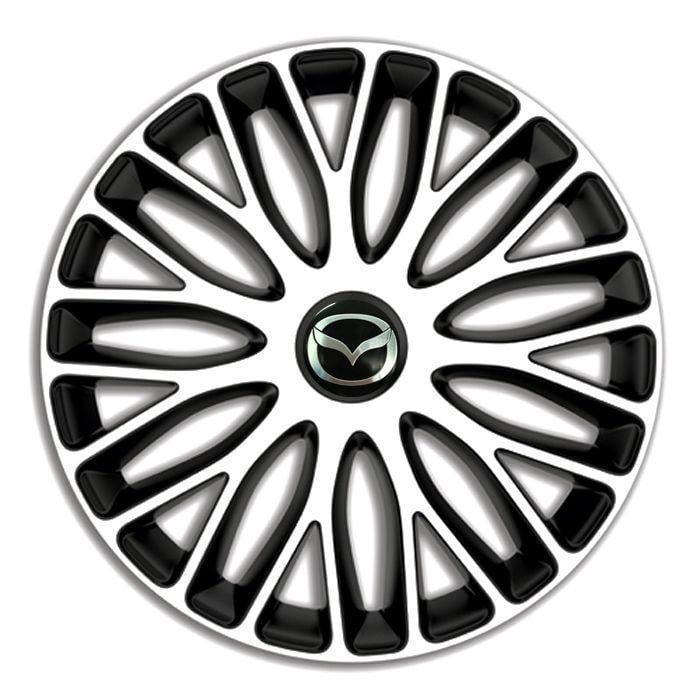 Колпаки для колес 4 Racing Mugello R13 c логотипом Mazda 4 шт. White/Black
