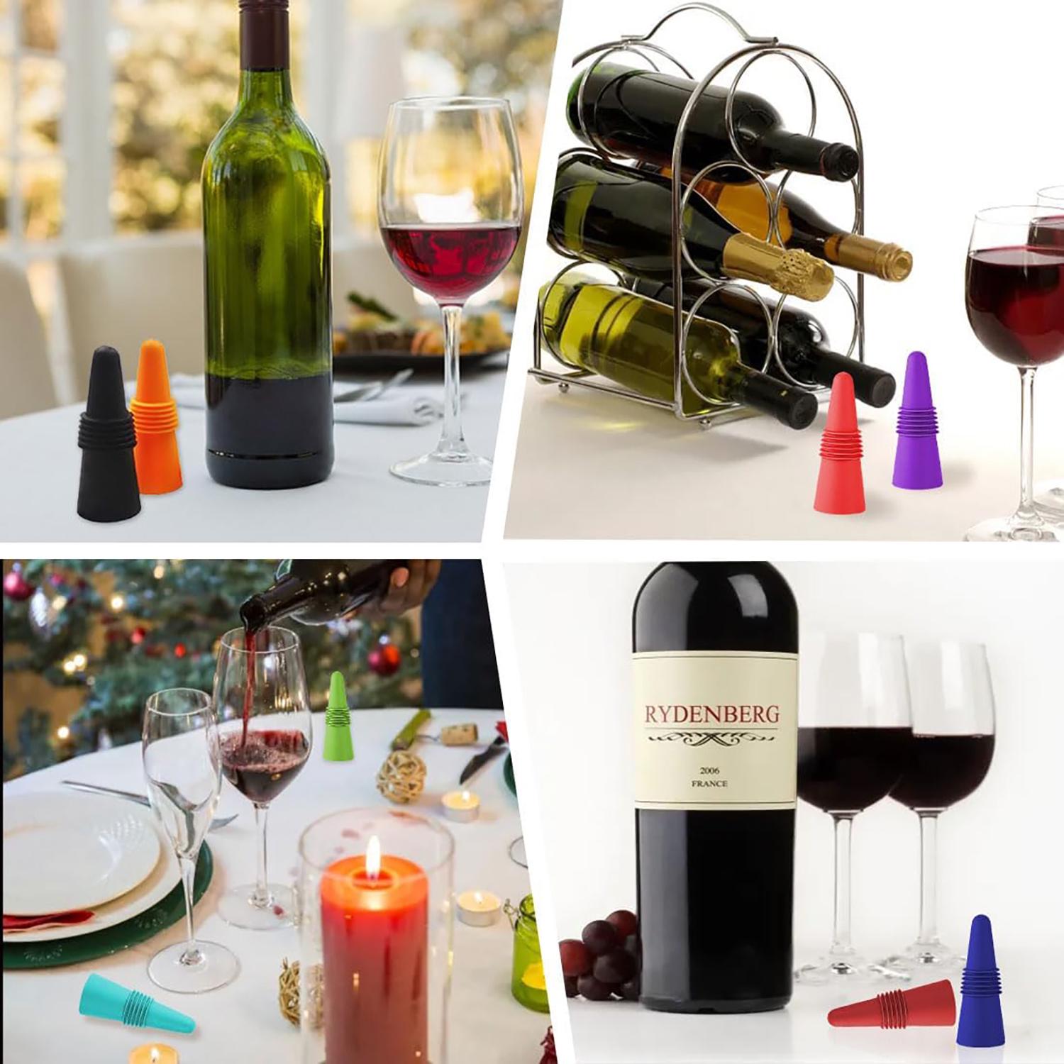 Комплект пробок для бутылок вина и шампанского многократные силиконовые 6 см 2 шт. (24099405) - фото 10