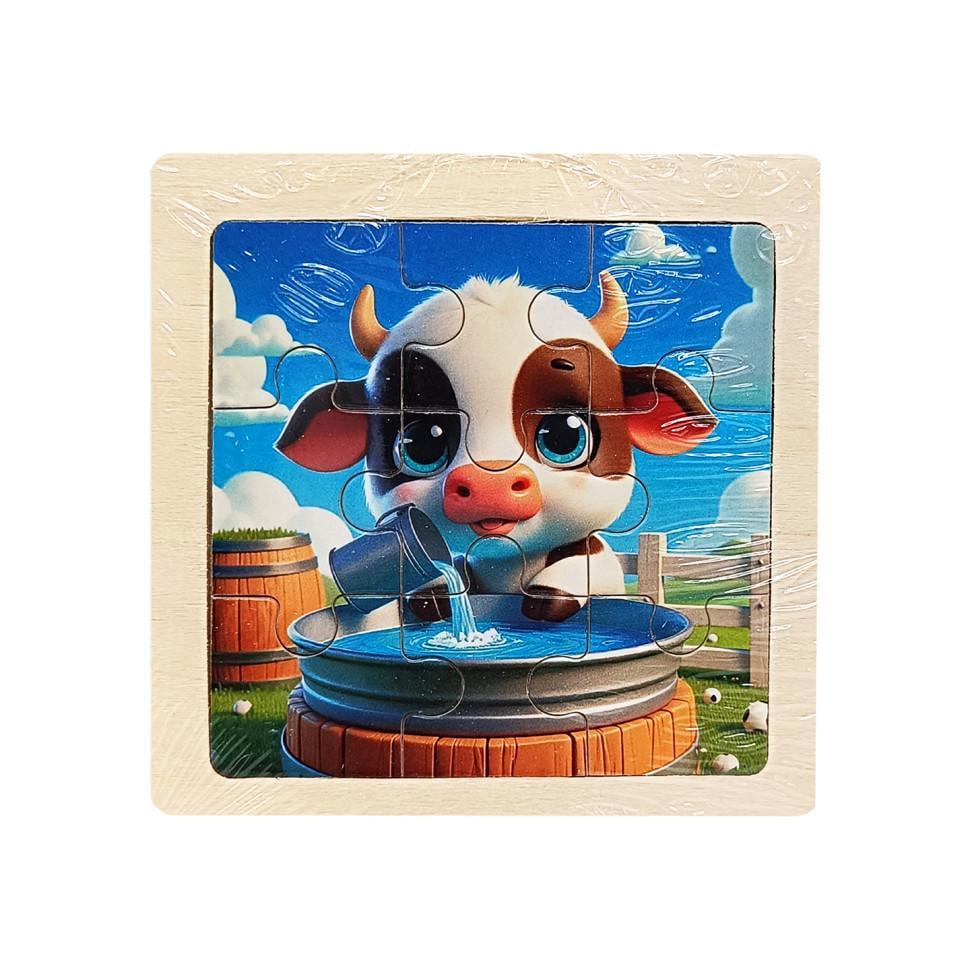 Пазл-вкладиш дерев'яний дитячий Корівка MD 1506-2 9 ел. (RLT52744)
