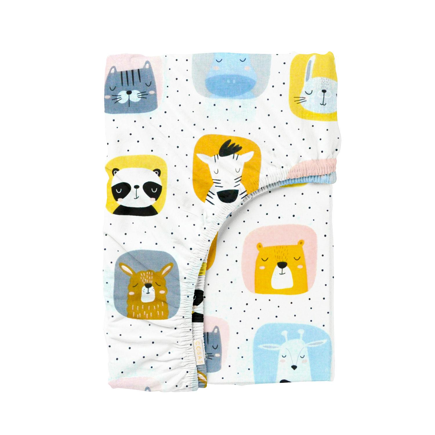 Простынь Cosas на резинке в детскую кроватку 60x120 см Color Animals (4822052170526)