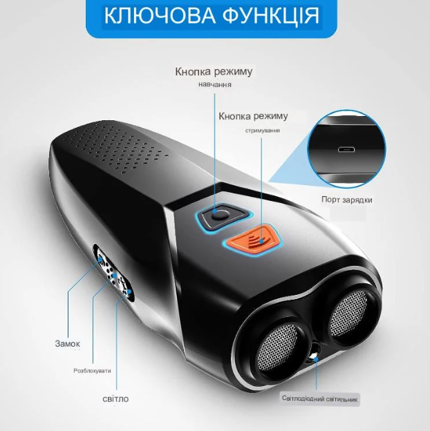 Відлякувач собак ультразвуковий Ultrasonic PU70 USB акумуляторний з ліхтариком Чорний (14815872) - фото 3