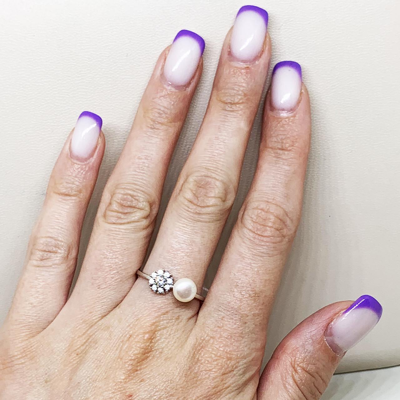 Каблучка срібна з перлами та кубічним цирконієм 1,61 г р. 16,5 (1699258065) - фото 4 Каблучка срібна з перлами та кубічним цирконієм 1,61 г р. 16,5 (1699258065) - фото 4