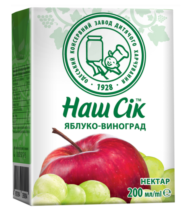 Нектар ОКЗДХ Наш Сік Яблоко-Виноград 0,2 л (2773814565)