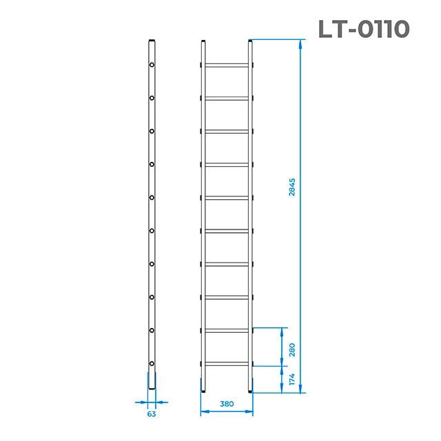 Лестница Intertool LT-0110 з алюмінію приставна 10 сходів 2,84 м - фото 2