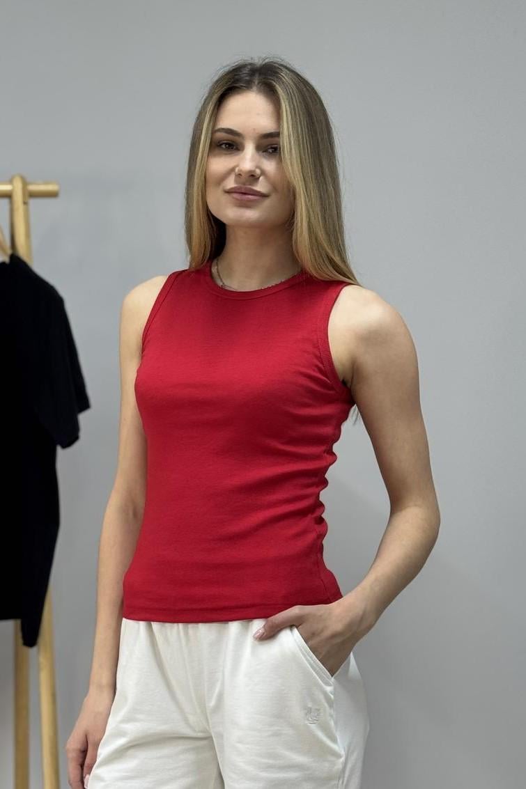 Майка женская М159 рубчик S Красный (926-1-60)