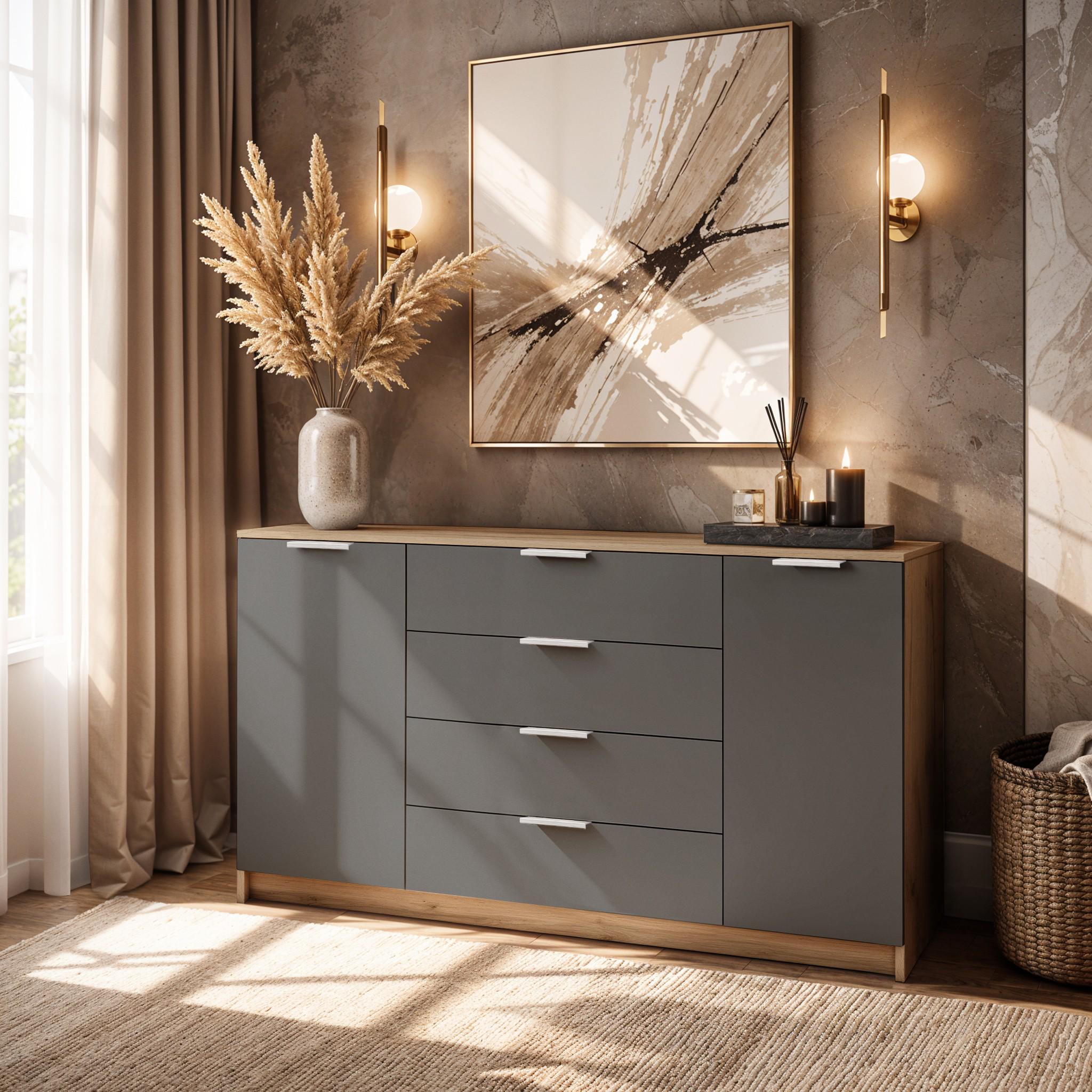 Комод Standart 4+2 1250х350х810 мм Дуб Аппалачи/Антрацит