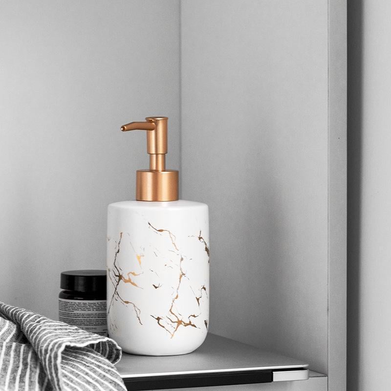 Дозатор для рідкого мила Мармур 7368 400 мл Білий (4393190) - фото 2