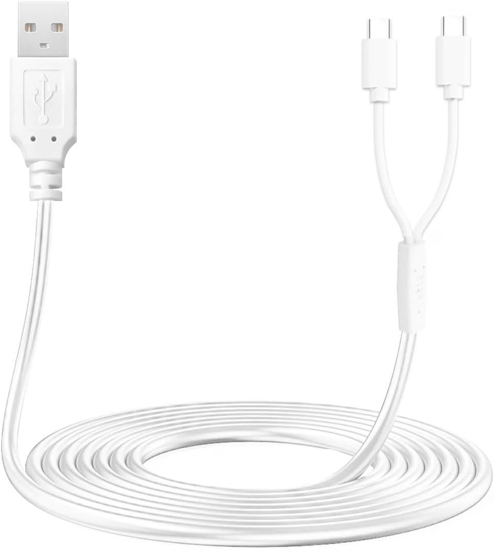 Кабель зарядный Heblumin USB-A на 2 USB-C для молокоотсосов Momcozy M5/M9 и Nuliie S32 Белый (SKU-525)