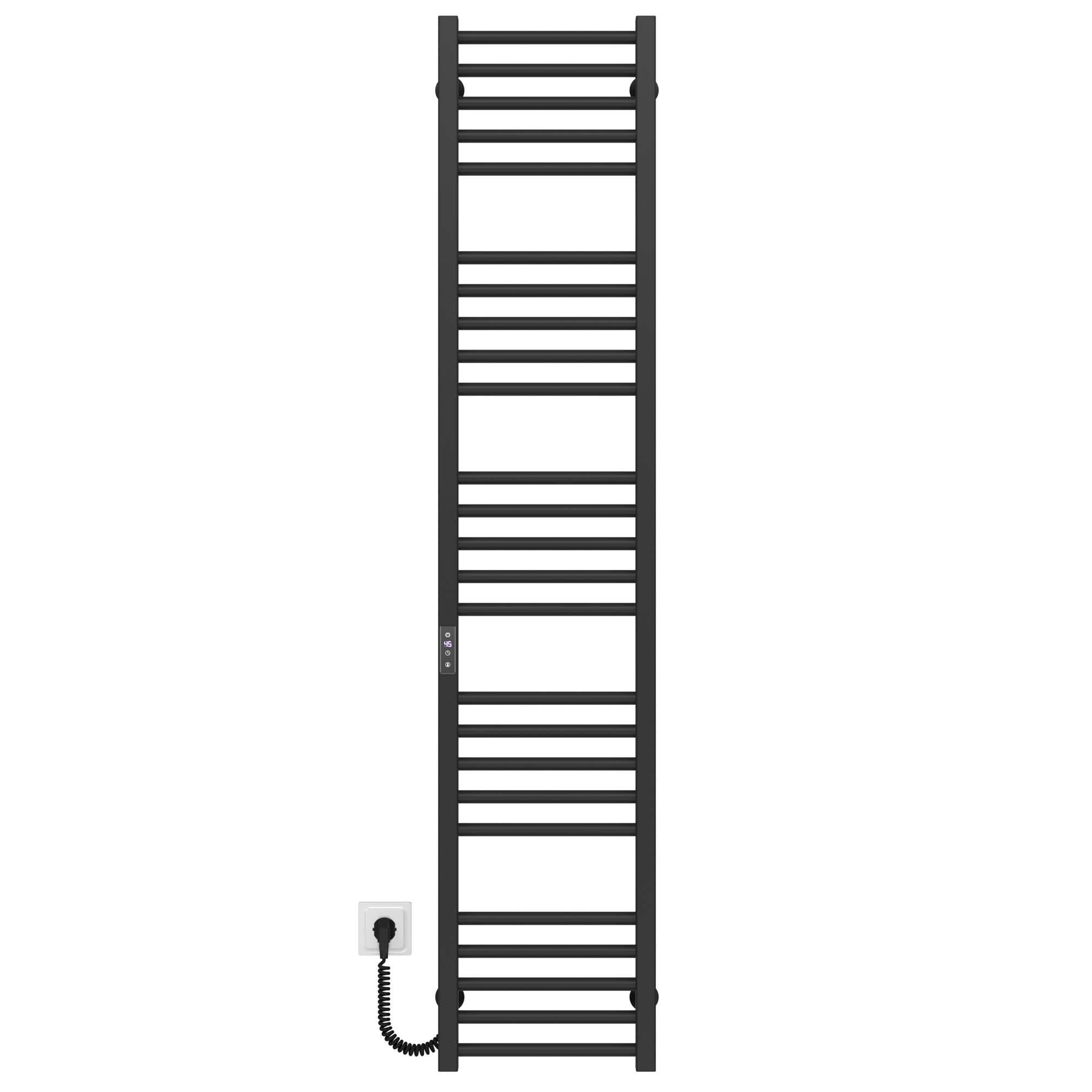 Полотенцесушитель электрический Deffi Lima П25 JD04 левое подключение нержавеющая сталь 400х1600 мм Черный (A.LI.160.40.25.EBL2)