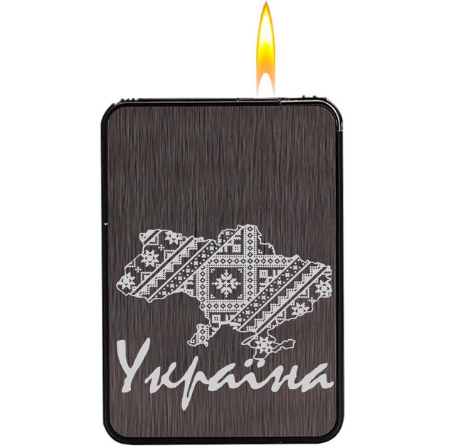 Портсигар на 10 сигарет HL-427 Карта с автоматической подачей и зажигалкой Gray (15692)