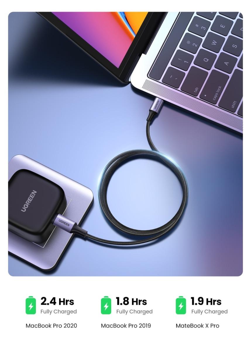Кабель Ugreen USB Type-C 5 А 100 W 2 м Серебристый - фото 2
