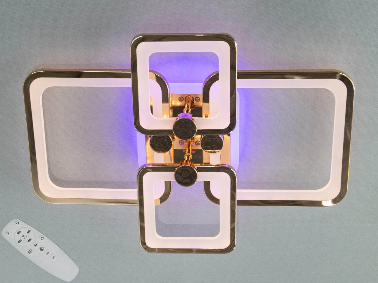 Люстра потолочная EcoLed светодиодная с диммером 76W 8208/4HR 3col dim Серебрянный Люстра потолочная EcoLed светодиодная с диммером 76W 8208/4HR 3col dim Серебрянный