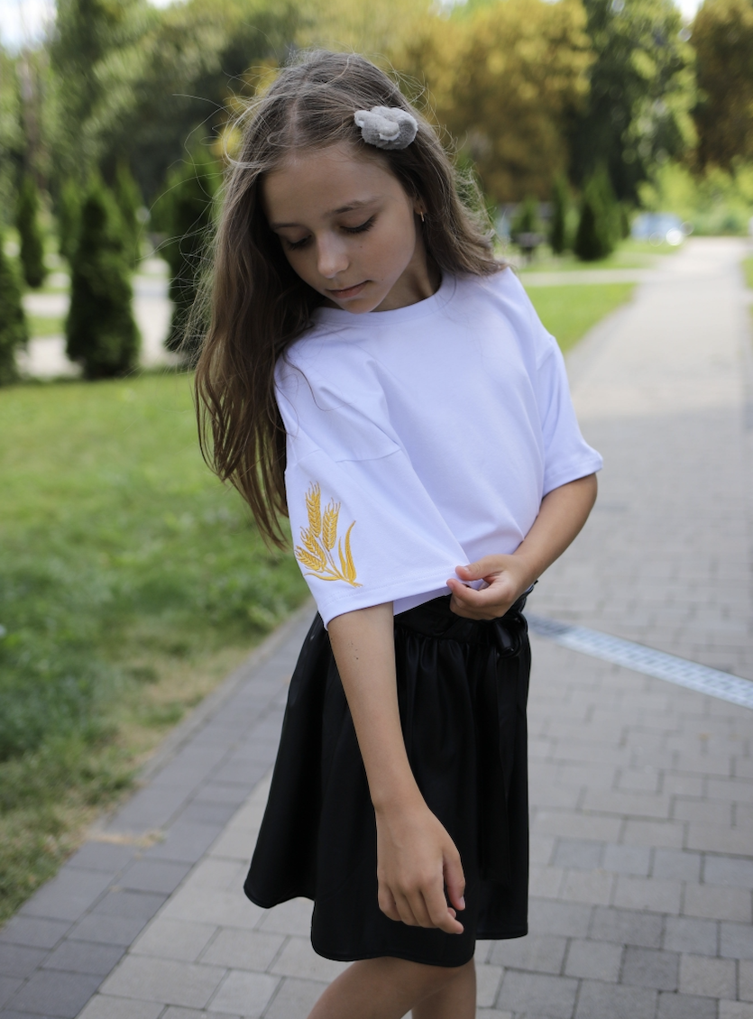 Вышиванка для девочки Koala fashion Колосья 134 см Белый