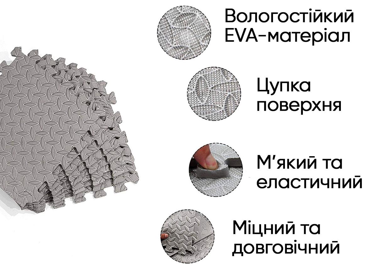 Татами мат EasyFit ласточкин хвост 8 шт. 30х30х1 см Серый (EF-1950-30-GY) - фото 2 Татами мат EasyFit ласточкин хвост 8 шт. 30х30х1 см Серый (EF-1950-30-GY) - фото 2