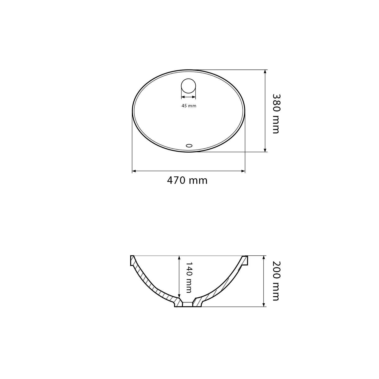 Раковина врезная VBI Monza овальная 380x470 мм Белый (RM-VBI-018003) - фото 5