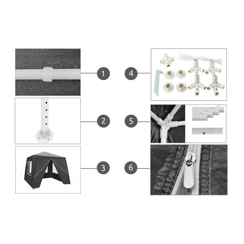 Садовый павильон Malatec 4 стены 3x3м Серый - фото 5 Садовый павильон Malatec 4 стены 3x3м Серый - фото 5
