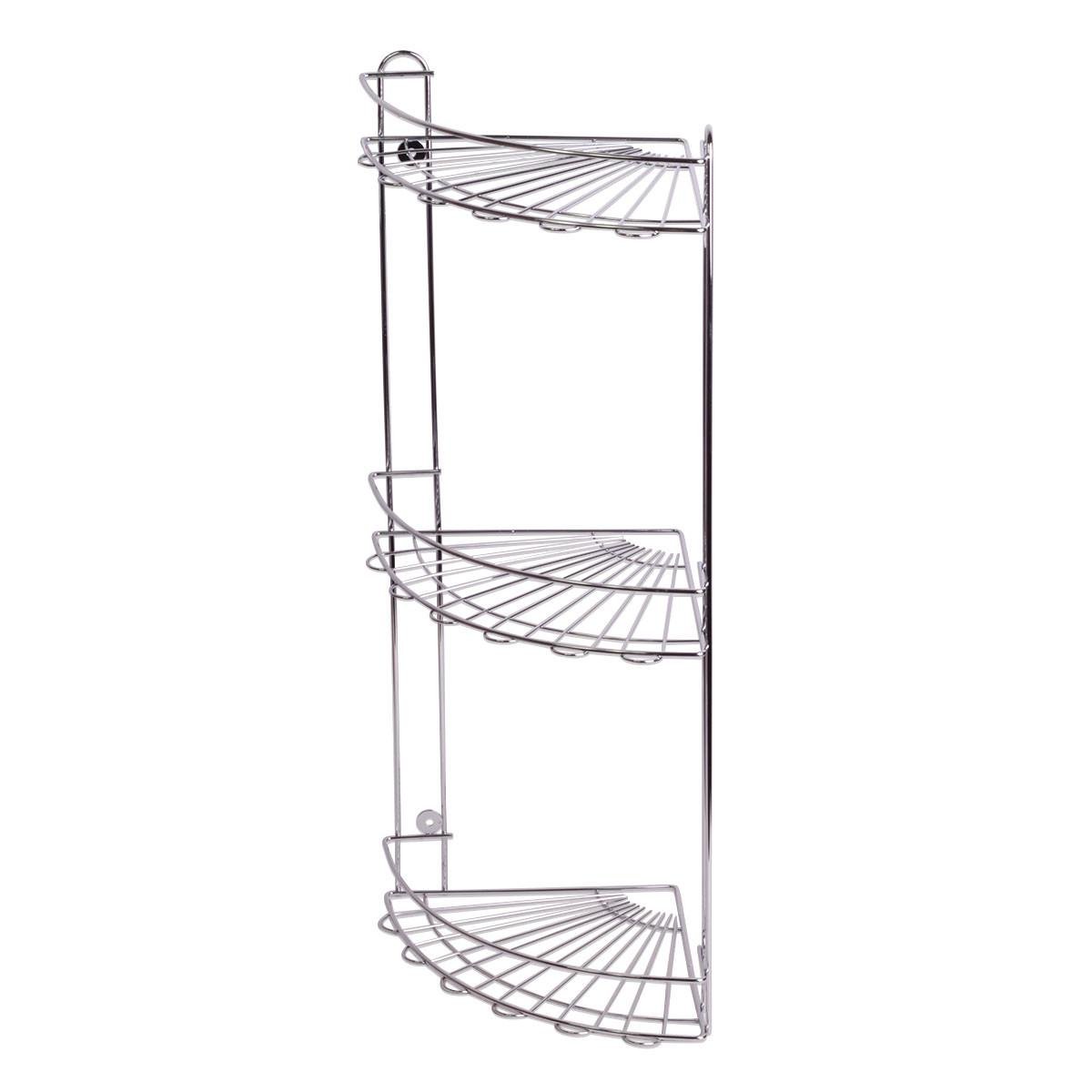 Полка угловая Besser KM-0184 3-ярусная 59х20х11 см Хромированная сталь (29-84-0184) - фото 1