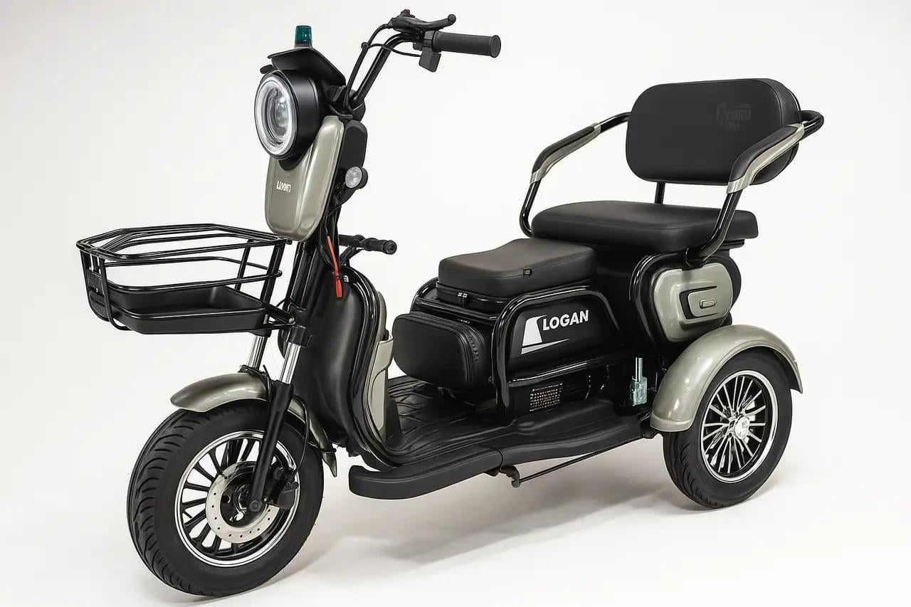 Электроскутер трехколесный Corso Logan 1200W 72V/23Ah Серый