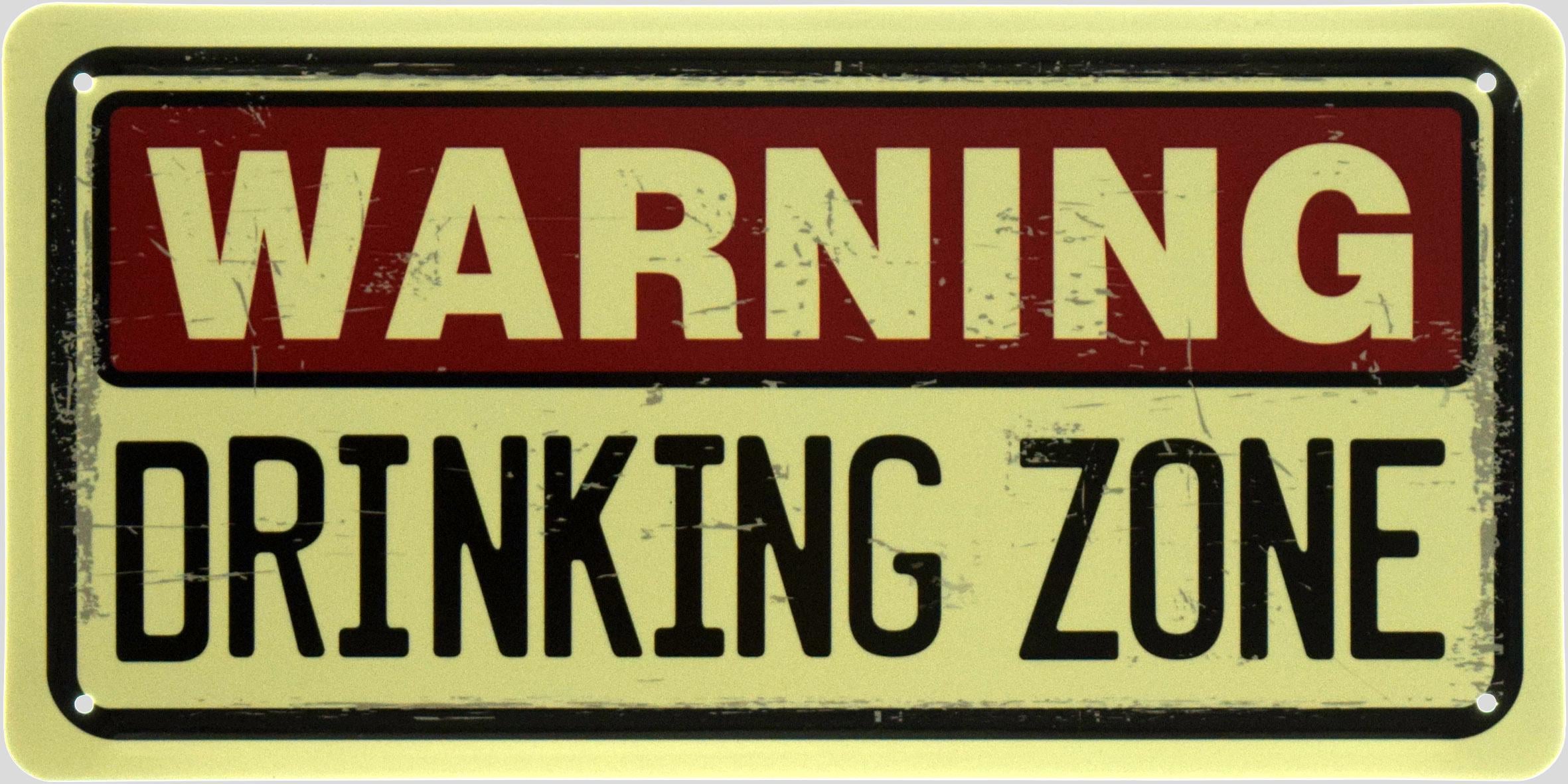 Табличка металлическая "Warning Drinking Zone" 15x30 см (ms-104618) Табличка металлическая "Warning Drinking Zone" 15x30 см (ms-104618)