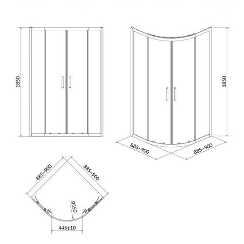 Душевая кабина Cersanit BASIC S158-005 EZZF1001955974 90x90x185 см Хром (98533) - фото 2