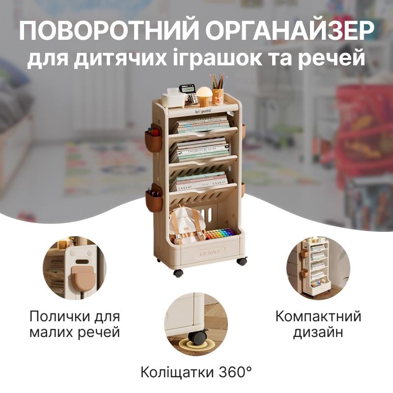 Органайзер-стеллаж передвижной для детских книг/игрушек и вещей Lumpurini Edgarda 48х26x83 см Белый (YYSC2301) - фото 7 Органайзер-стеллаж передвижной для детских книг/игрушек и вещей Lumpurini Edgarda 48х26x83 см Белый (YYSC2301) - фото 7