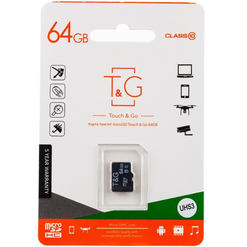 Карта пам'яті T&G microSDXC UHS-3 class 10 без адаптера 64 GB Чорний (00000040476_1)