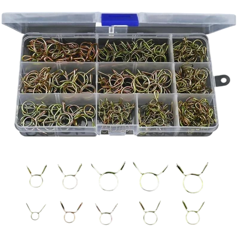 Набор пружинных проволочных хомутов 10 размеров 126 шт. (345924) Набор пружинных проволочных хомутов 10 размеров 126 шт. (345924)