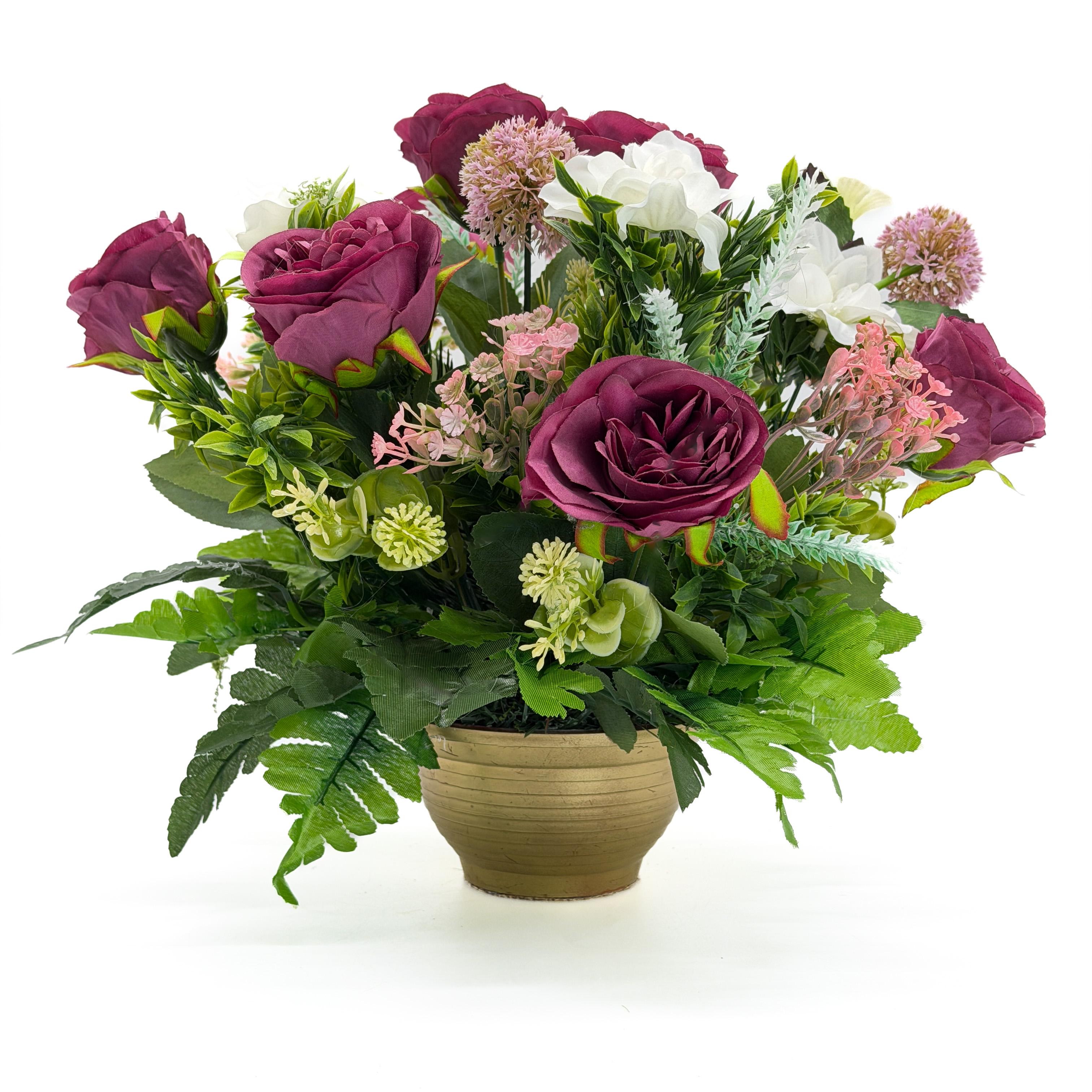 Композиція Gala Decor 8 троянд у золотому кашпо 30х30 см