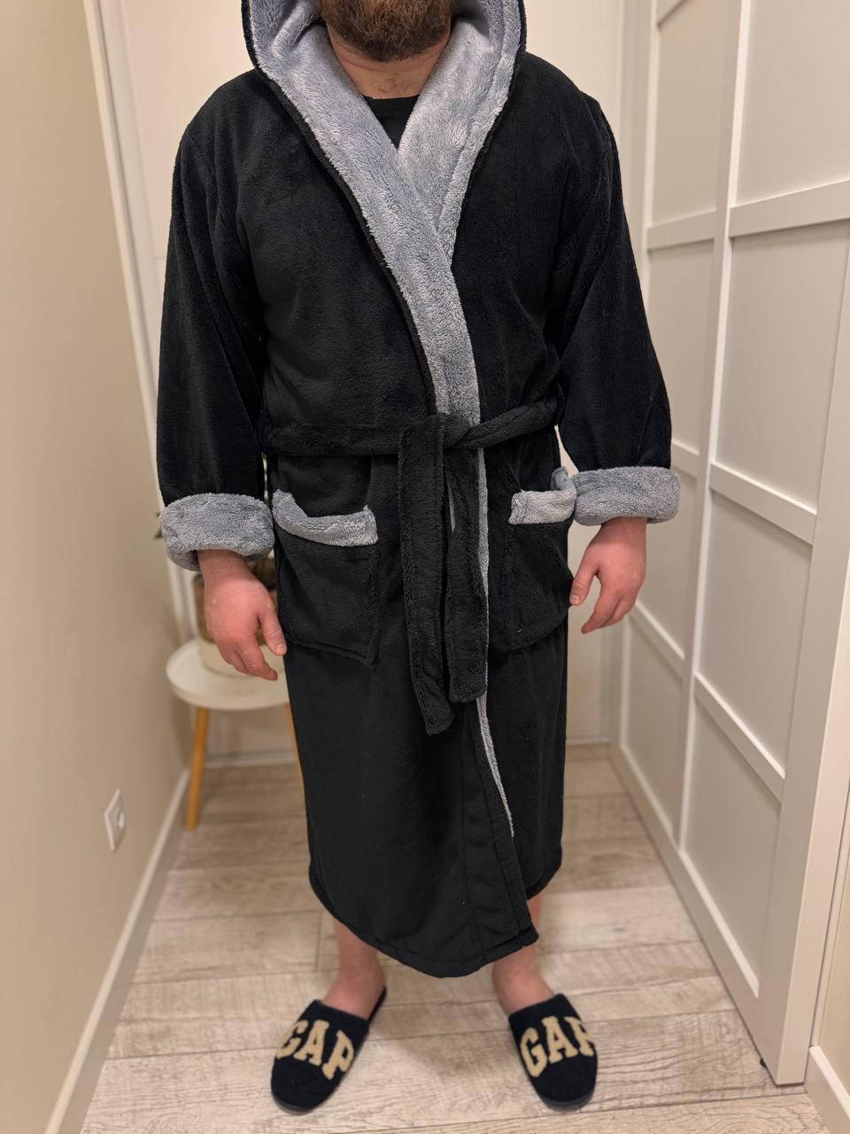 Халат домашній XXL Чорний (П4К-Al-male-halat-011-03) - фото 4