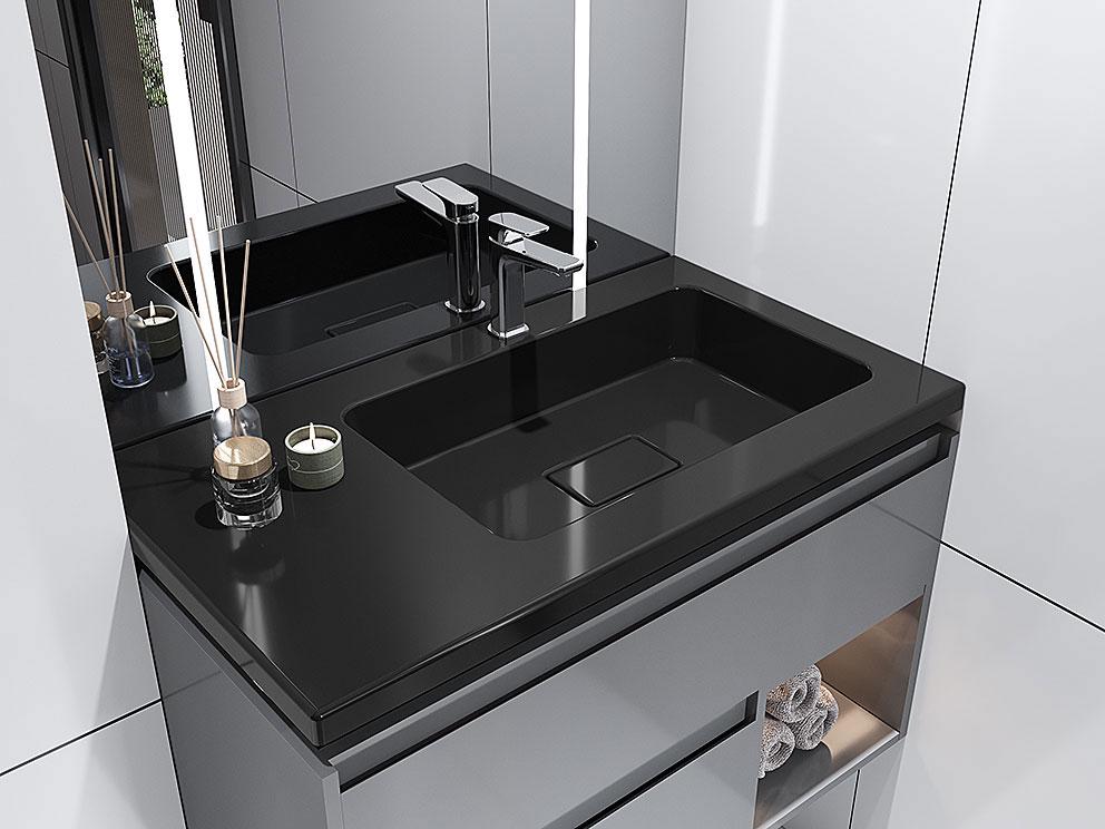Умивальник накладний Status Vega Low 80 L Black (686) - фото 11