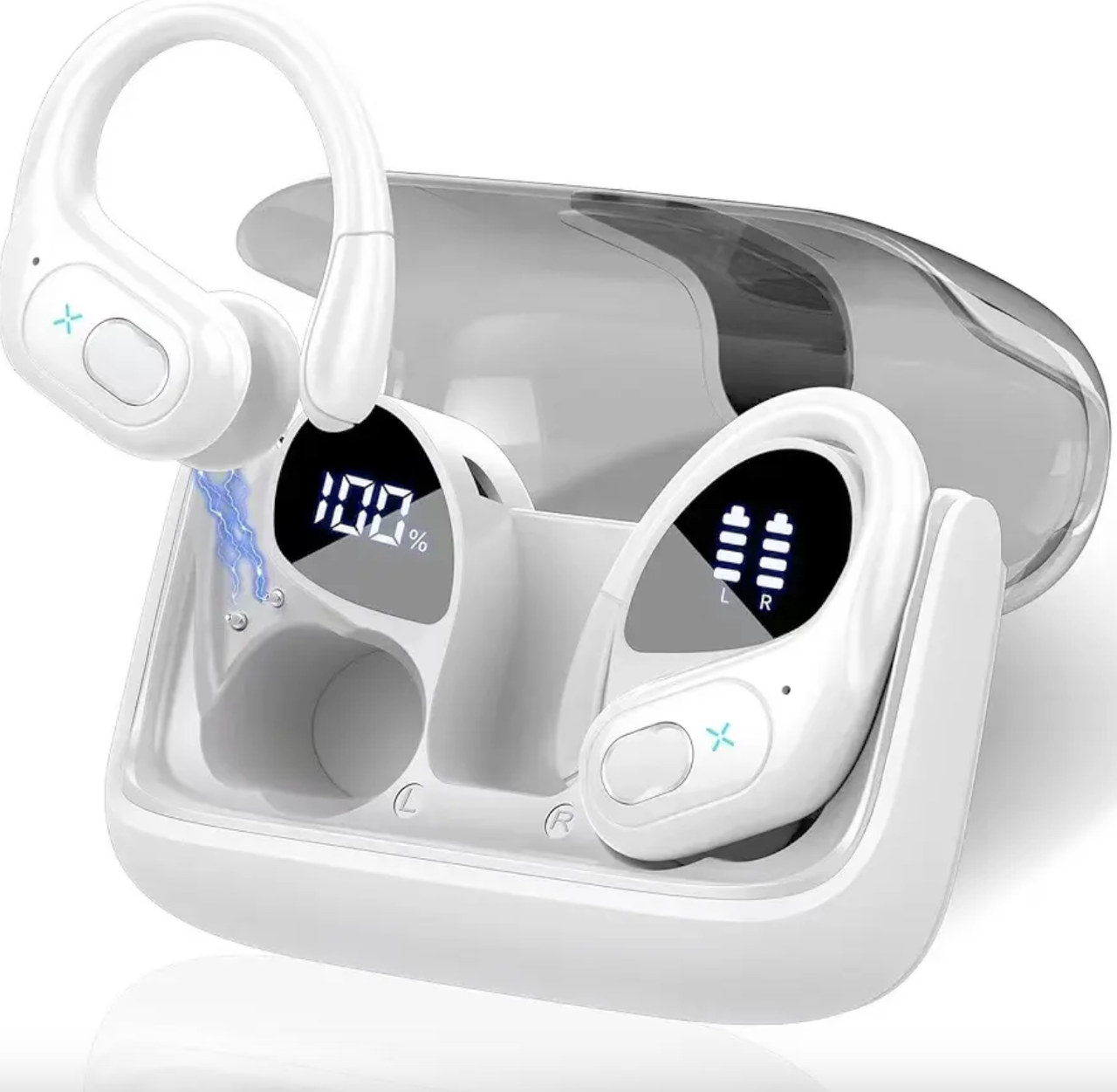 Наушники беспроводные спортивные HD65 с зарядным кейсом Белый