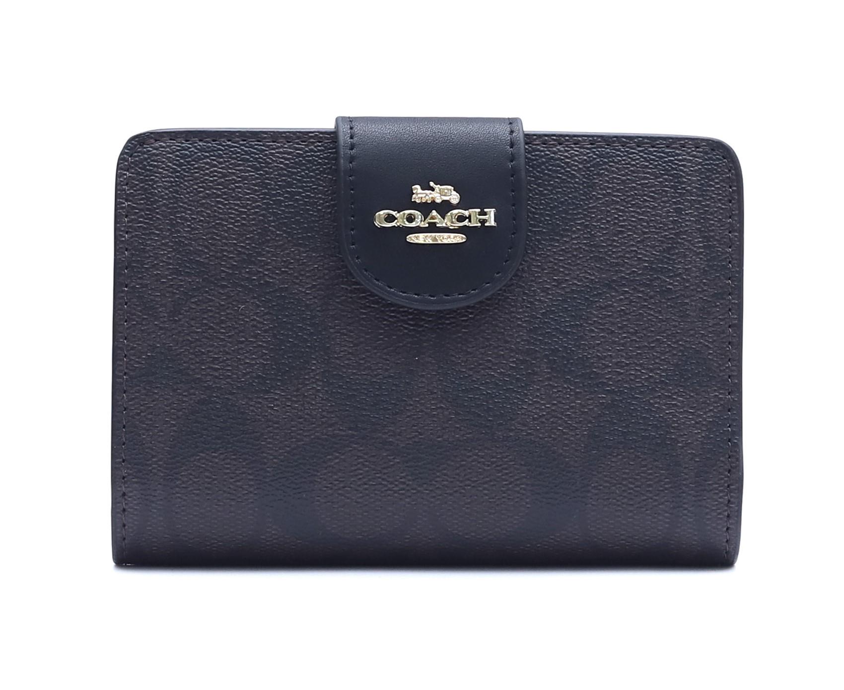 Кошелек кожаный Coach Medium Corner Zip Коричневый (0027)