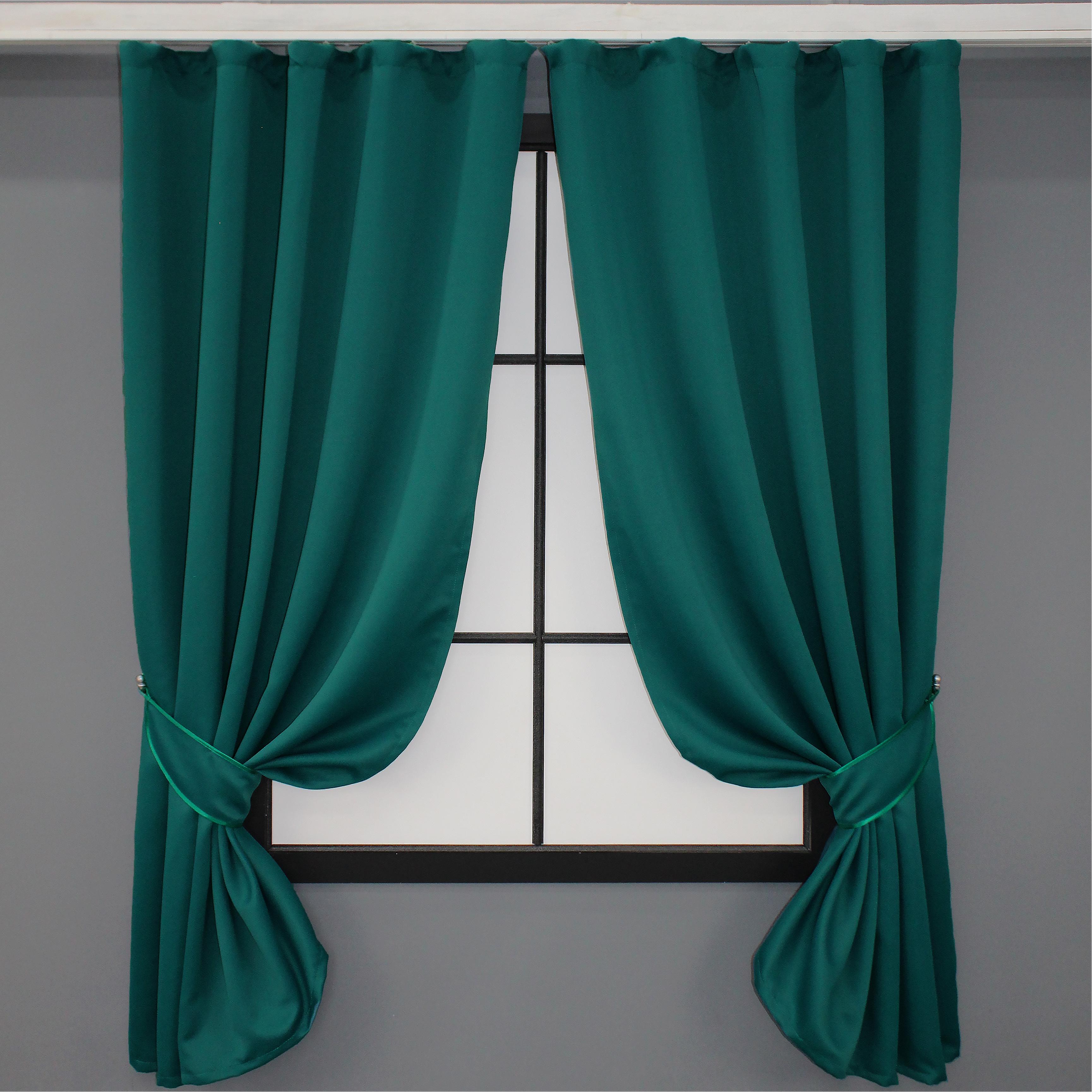 Комплект штор коротких VR-Textil Блэкаут Fusion Dimout № 794ш 130х170 см 2 шт. Изумрудный (35-0044)