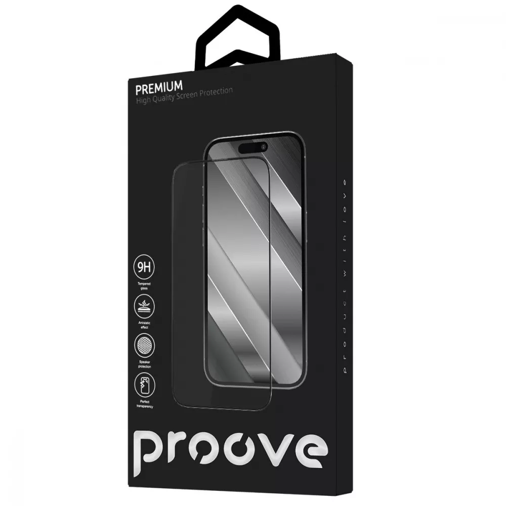 Защитное стекло Proove Premium Glass for iPhone 14 Pro/15/16, Black